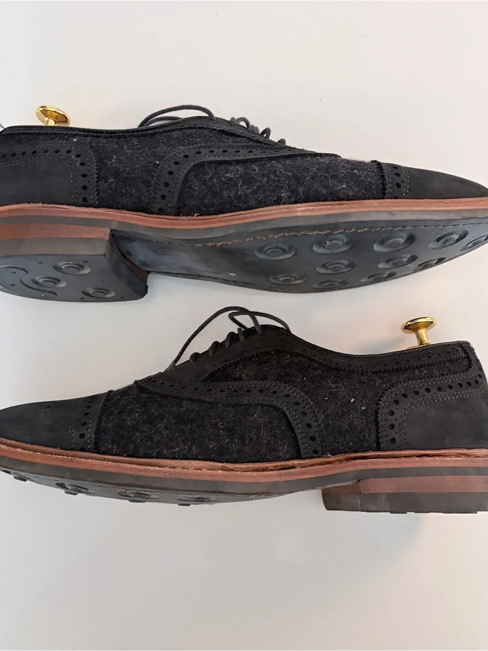Allen Edmonds Black Suede & Leather Wingtip Oxfords